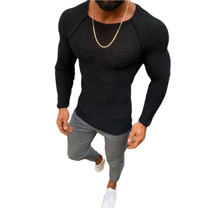maoxiangshop Sweater Spring Slim Solid Fashion inside Underwear Men Mock Neck Basic T-shirt Blouse Pullover Long Sleeve Top