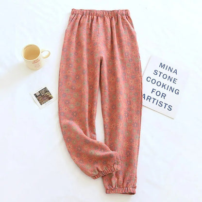 maoxiangshopSpring Summer New Women Sleep Bottoms Pajama Pants Soft Cotton Lounge Trousers Elastic Waist Thin Home Style Nightwear