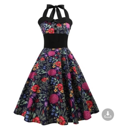 maoxiangshop Casual Floral 50s 60s Retro Vintage Dress Women Robe Rockabilly Swing Pinup Vestido Sexy Elegant Dress Vestidos