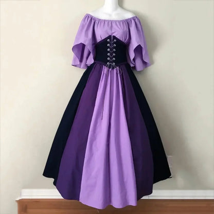 maoxiangshop  -  Female Cos Costume Performance Big Swing Skirt  Medieval Retro Slim-fitting Skirt Flying Sleeves Shoulder Dress