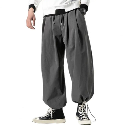 maoxiangshop Spring Men Loose Harem Pants Japanese Wide Leg Pants High Quality Casual Brand Sweatpants Ankle-banded Hip Hop Drawstring Pants