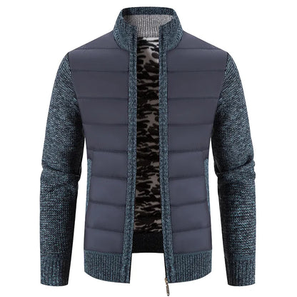 maoxiangshop Winter Thick Fleece Cardigan Men Warm Sweatercoat Fashion Patchwork Mens Knittde Sweater Jackets Casual Knitwear Outerwear Men