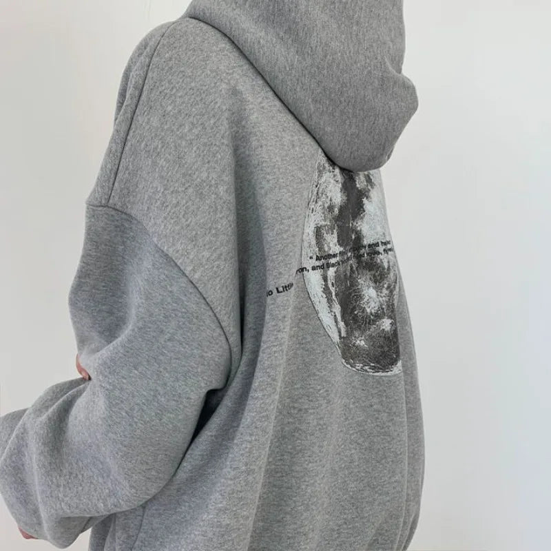 Women's Vintage Long Sleeve Letter Print Sweatshirts Winter American Retro Hooded Oversized Female Fashion Loose Top
