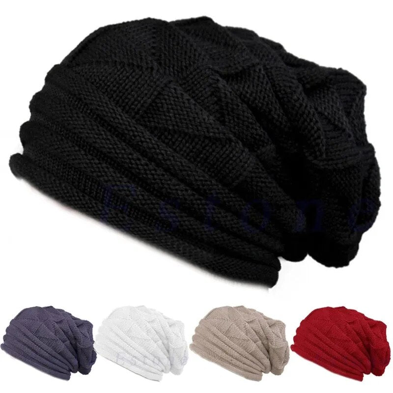 maoxiangshop Winter Knitted Beanies Hat for Women Baggy Slouchy Solid Wool Cap Fashion Outdoor Warm Bonnet Hoods Female Snow Ski Warmer Gorra