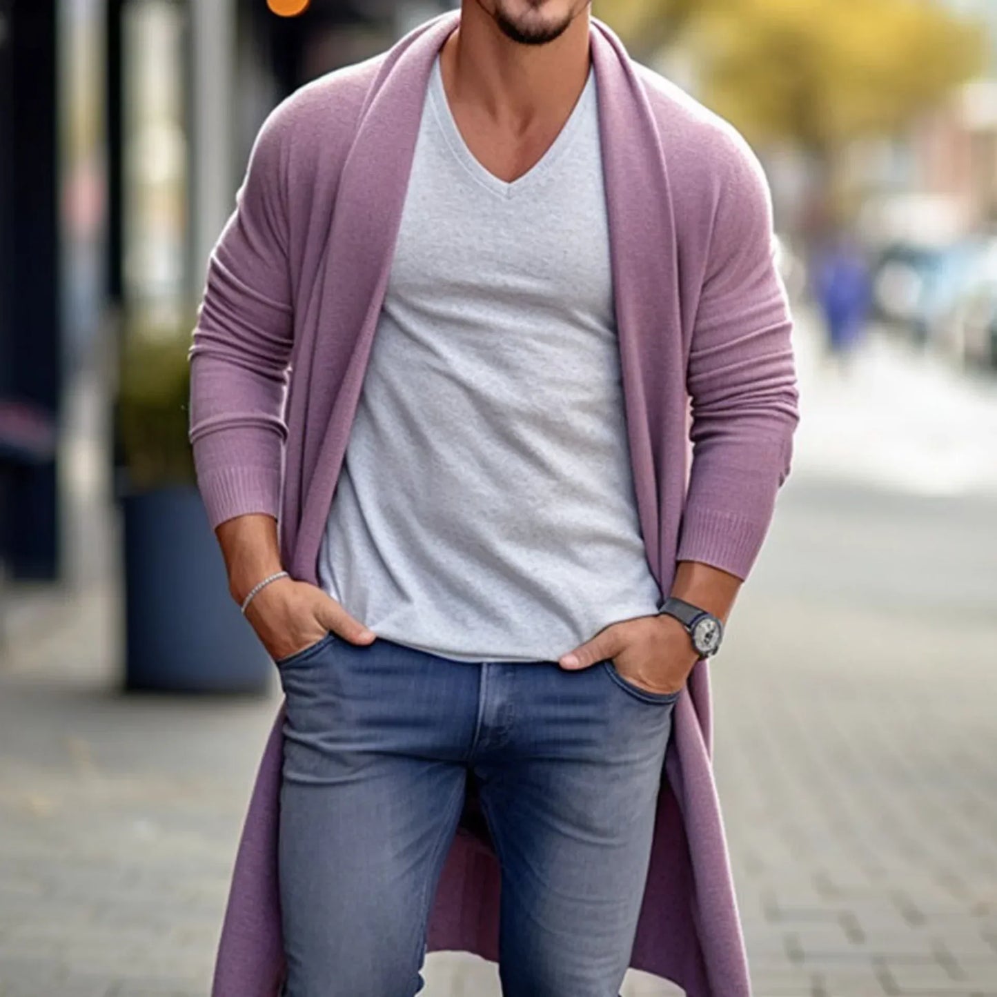 maoxiangshop Men's Thin Knitted Sweater Cardigans Solid High Quality Soft Long Woolen Coat Jacket for Men Spring Autumn Knitted Jacket