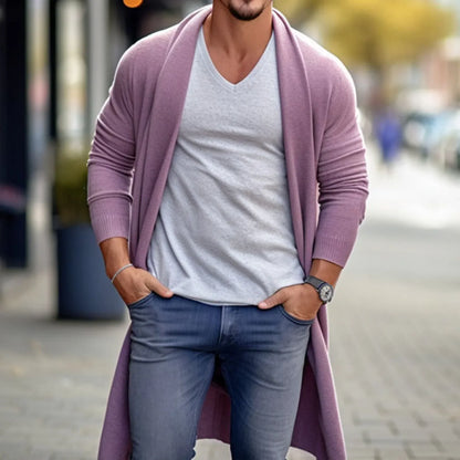 maoxiangshop Men's Thin Knitted Sweater Cardigans Solid High Quality Soft Long Woolen Coat Jacket for Men Spring Autumn Knitted Jacket