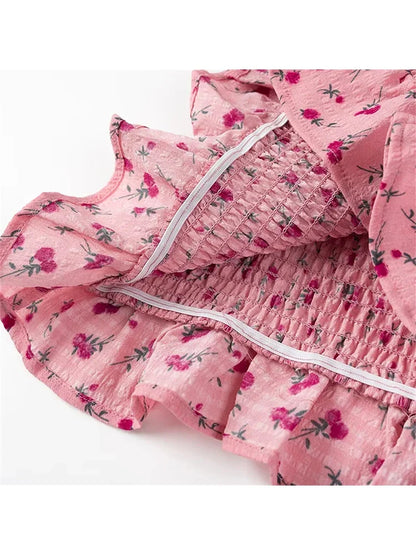 maoxiangshop  -  Girl's Cute Flower Print High Waist Pleated Mini Skirts Women 2024 Summer New Fashion Elastic Short Skirt
