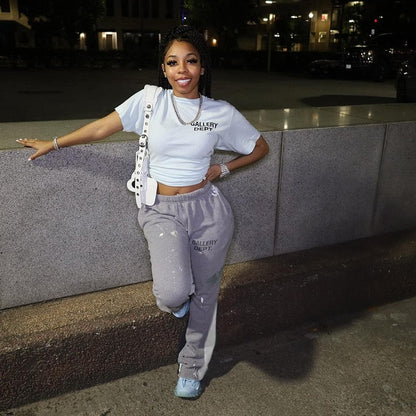 maoxiangshopWomen Fall Sweatpants Joggers Cargo Flare Pants High Waist Loose Straigt Stacked Trousers Casual Autumn Hip Hop Fashion 2023