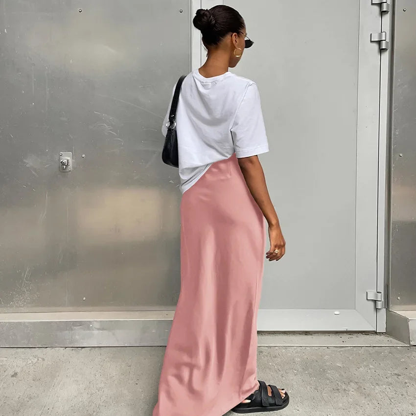 maoxiangshop  -  Autumn Lady Black Skirts Elegant Women Imitation Acetate Satin Black Skirt Women Commuter Satin Dape Fishtail Long Skirts