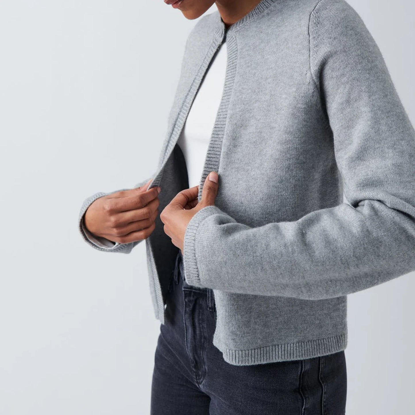 maoxiangshop  -  Women One Button Knit Cardigan 2024 Autumn Knitwear Round Neckline Long sleeve Solid Color Cardigan Rib Jumpers