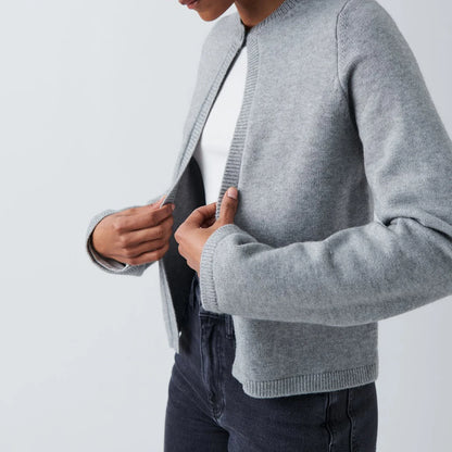 maoxiangshop  -  Women One Button Knit Cardigan 2024 Autumn Knitwear Round Neckline Long sleeve Solid Color Cardigan Rib Jumpers