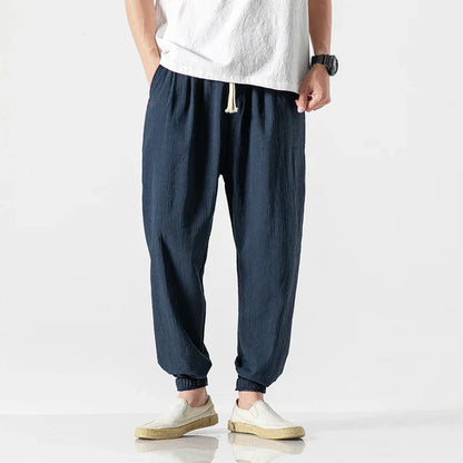 maoxiangshop Cotton Linen Casual Harem Pants Men Joggers Man Summer Trousers Male Chinese Style Baggy Pants Harajuku Clothe