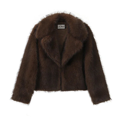 maoxiangshop  -  Mint Chic Street Girls Gradient Faux Fur Jacket Women Winter 2024 Brand Fashion Fluffy Fox Fur Coat Female Luxury Outerwear