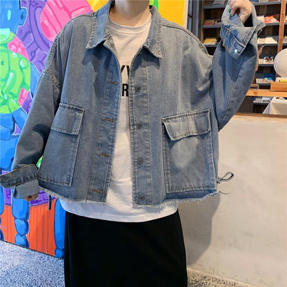 maoxiangshop Basic Jackets Women Spring Chic Denim Harajuku Baggy Youth Female Short Outwear Korean Tassel All-match Preppy Girl Streetwear