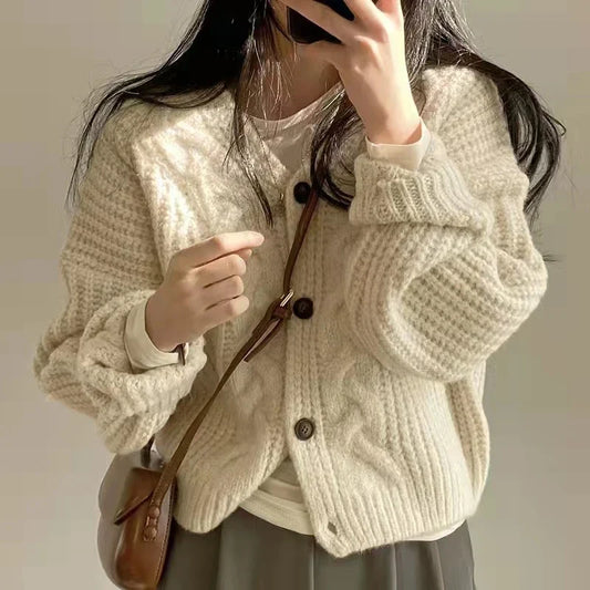 Vintage Harajuku Women Casual Cardigan Sweater Autumn Winter Loose Long Sleeve Korean Tops Female Preppy Style Y2k Sweater