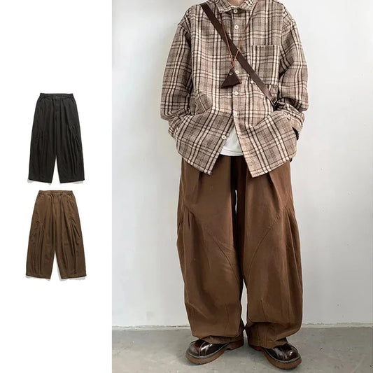 maoxiangshop Japanese Oversize Pant Men Women Spring Autumn Casual Wide-leg Trousers Vintage Simple Straight-leg Baggy Pant Harajuku Unisex