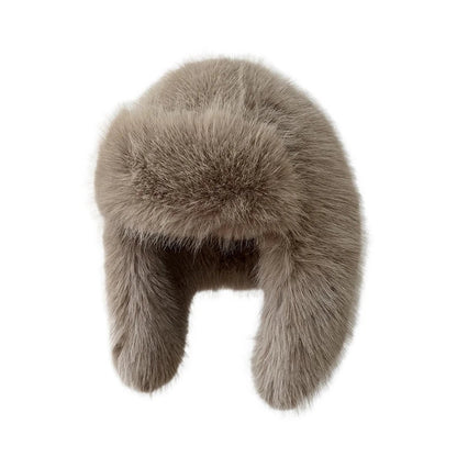 maoxiangshop  -  2024 Winter Women Fluffy Furry Faux Fox Fur Bomber Hats Flaps Luxury Vintage Y2k Girls Warm Earflap Snow Ski Hat Caps Russian