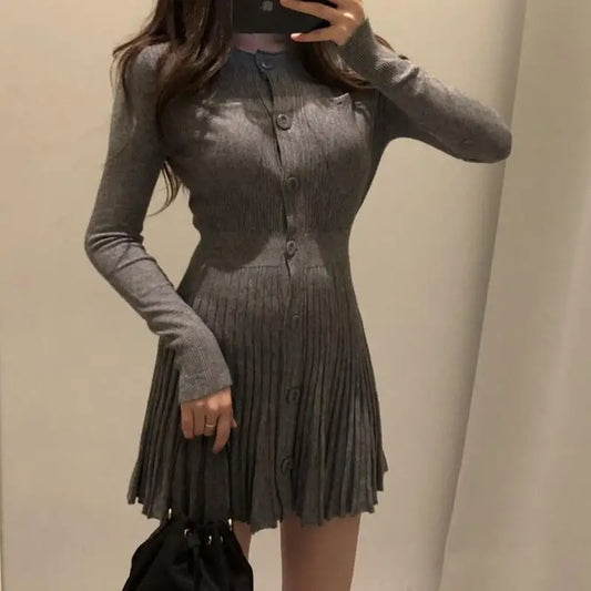 maoxiangshop Womens Dresses Bodycon Crochet Knitted Pleated Female Dress Sale Harajuku Elegant and Pretty Thic Y2k Trendy Retro Clothing