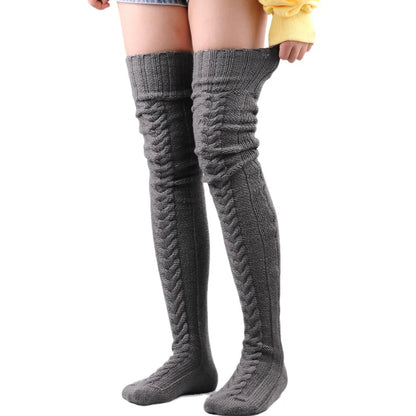 maoxiangshop Thigh High Stockings Women Winter Warm Ladies Girls Black White Over Above Knee Sock Extra Long Female plus size Foot Leg Warmer