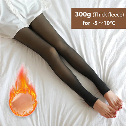 maoxiangshop Winter Warm Tights Pantyhose Women Fleece Socks High Waist Thermal Stocking Insulated Pants Fake Translucent Leggings Tights