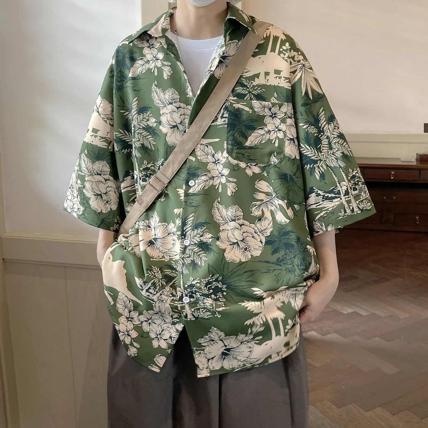 maoxiangshop Shirts Men Retro Handsome Hawaiian Stylish Breathable Baggy Casual  Hip Hop Streetwear Popular Summer Рубашки Clothing