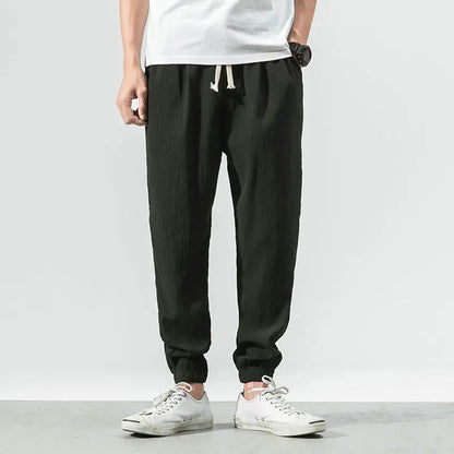 maoxiangshop Cotton Linen Casual Harem Pants Men Joggers Man Summer Trousers Male Chinese Style Baggy Pants Harajuku Clothe