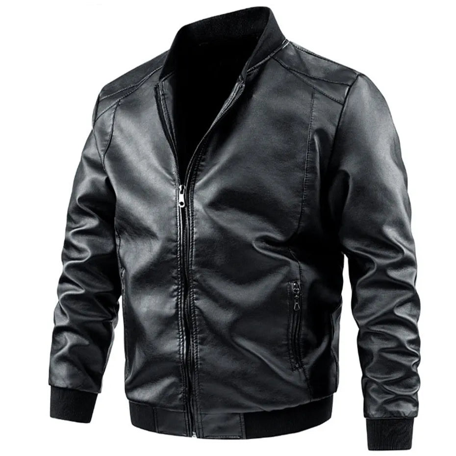 maoxiangshop Plus Size 6XL 7XL PU Jacket Men Leather Coat Casual Motorcycle Biker Coat Solid Color Leather Jackets Male Big Size 6XL 7XL