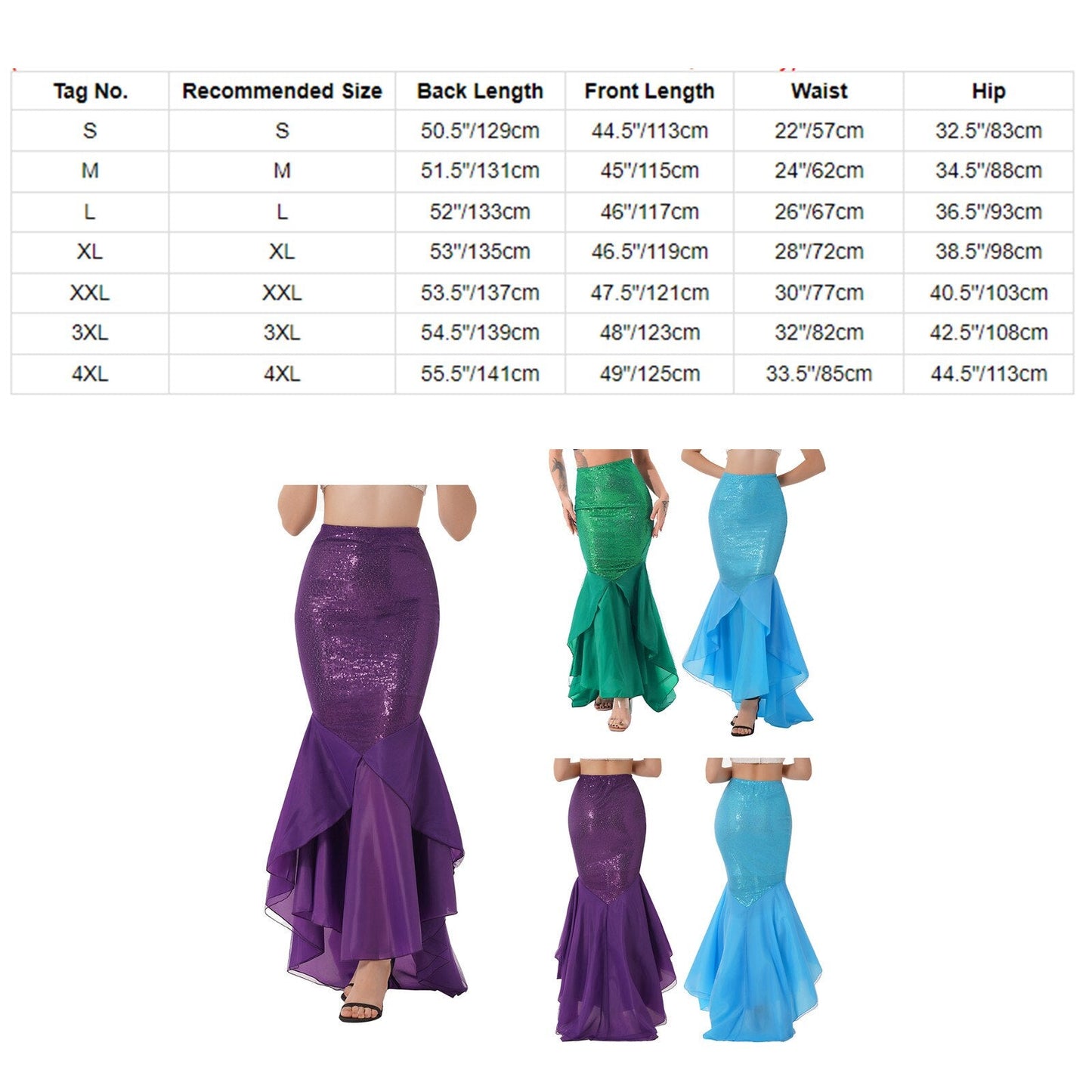 maoxiangshop Womens Skirt Mermaid Role Play Costumes Fish Scale Print High Waist Trumpet Fishtail Skirts for Halloween Role Play Theme Party