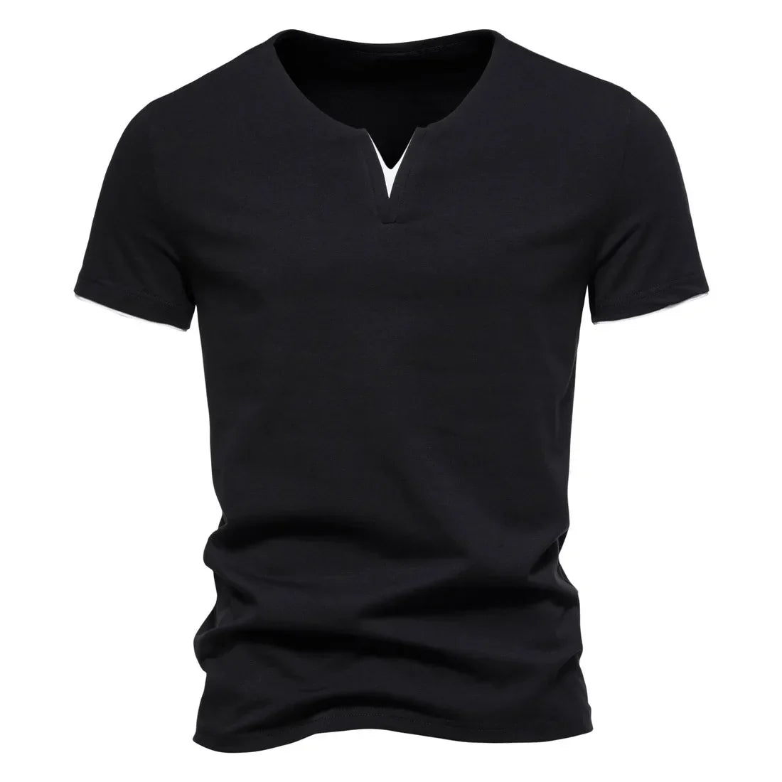 maoxiangshop Mens Short Sleeve Henley Shirts Casual Cotton Slim Fit Basic Summer V Neck T-Shirt