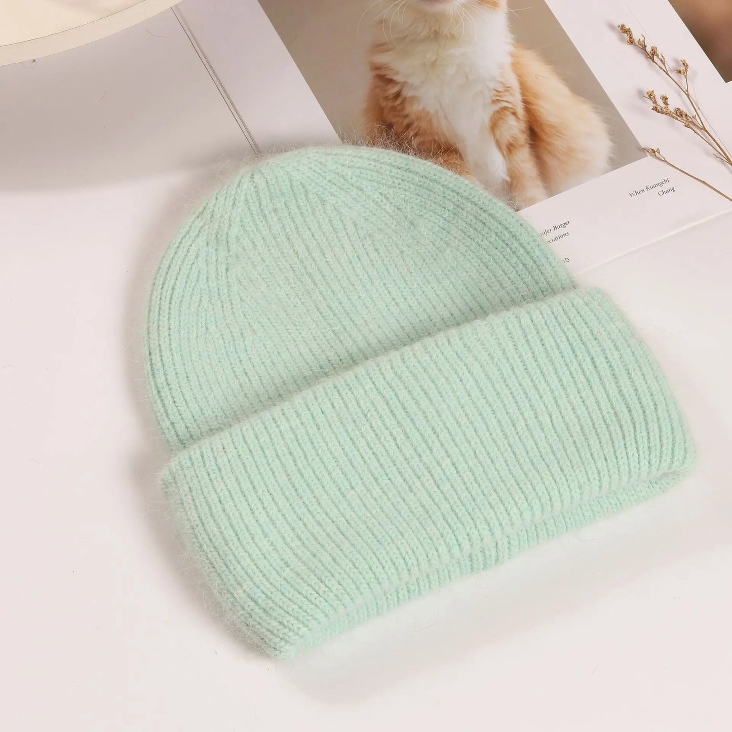 maoxiangshop Winter Hat Real Rabbit Fur Winter Hats For Women Fashion Warm Beanie Hats Women Solid Adult Cover Head Cap