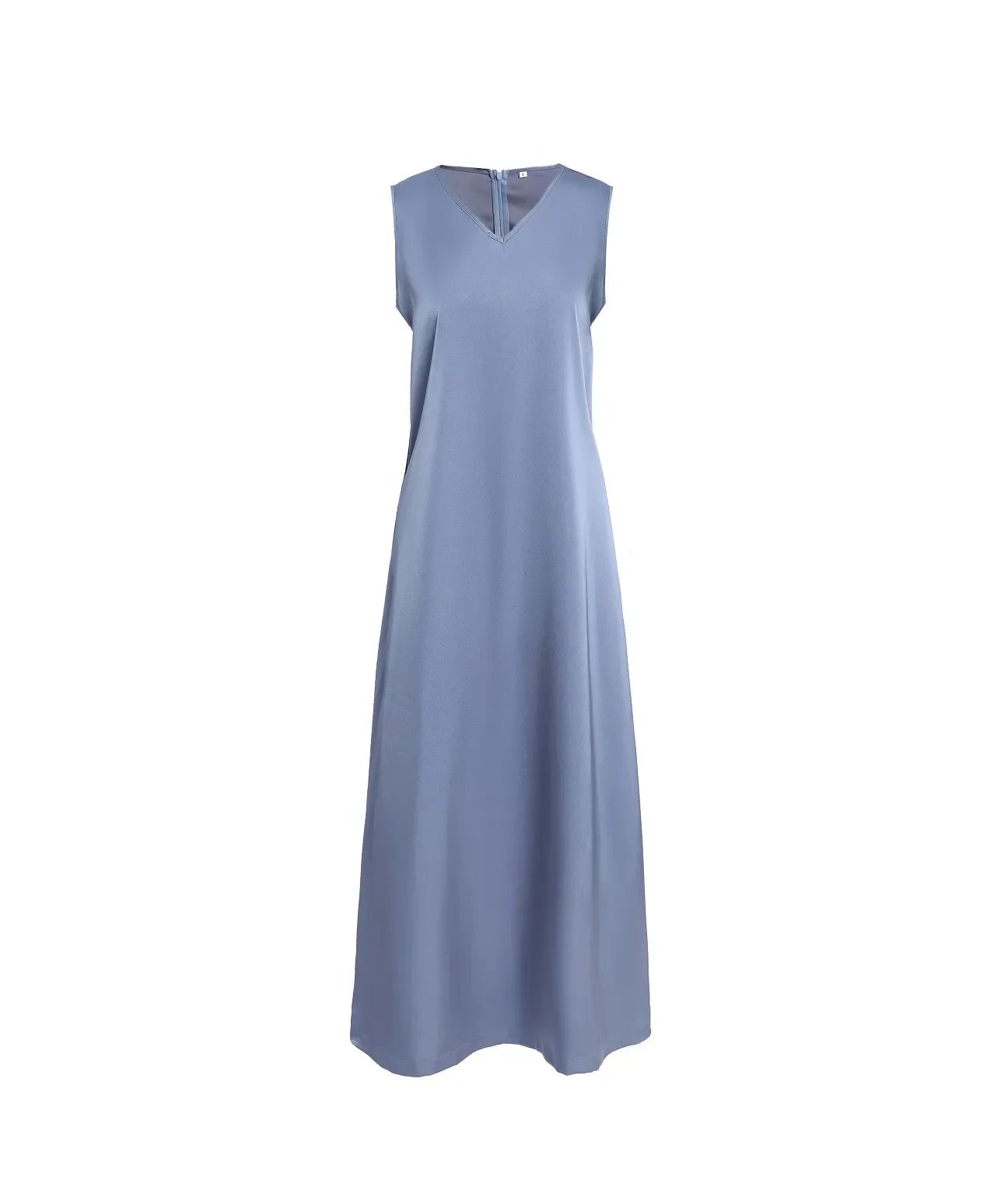 AP V Neck Satin Maxi Dress Rib Modal Mock Neck Top 2024 Fall High Quality Women Dress Three Colors, #2001