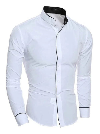 maoxiangshop Men Luxury Casual Formal Shirt Slim Fit Long Sleeve White Shirt Male Comfortable Social Dress Shirts Brand Mens Clothing