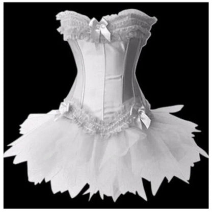 maoxiangshop Women Plus Size Satin Lace Up Burlesque Corset Tutu Skirt Dress Halloween Costume