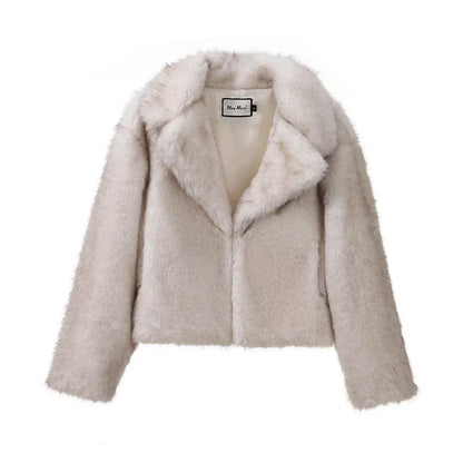 maoxiangshop  -  Mint Chic Street Girls Gradient Faux Fur Jacket Women Winter 2024 Brand Fashion Fluffy Fox Fur Coat Female Luxury Outerwear