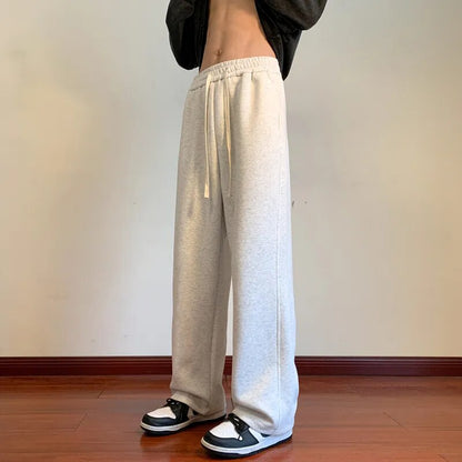 maoxiangshop Autumn Sweatpants Men Straight Casual Pants Male Korean Loose Drawstring Pants Men's Joggers Sports Streetwear Trousers
