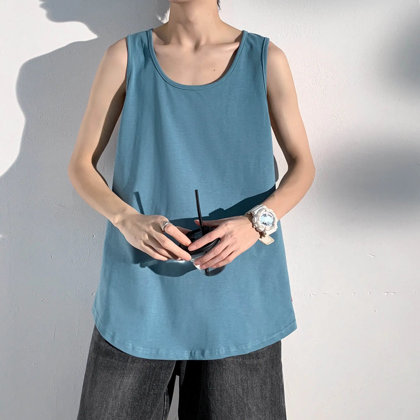 maoxiangshop Summer Men Solid Vest Tank Top Sleeveless T Shirts O-neck Undershirts Breathable Sport Bodybuilding Fitness Muscle Clothes