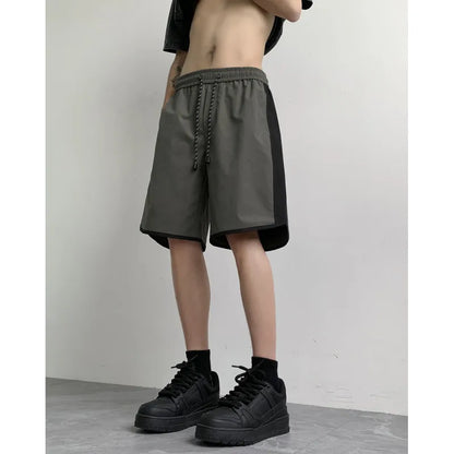 maoxiangshop Summer Thin Running Shorts for Men Casual Jogging Sport Short Pants Patchwork Drawstring Quick Dry Sports Shorts