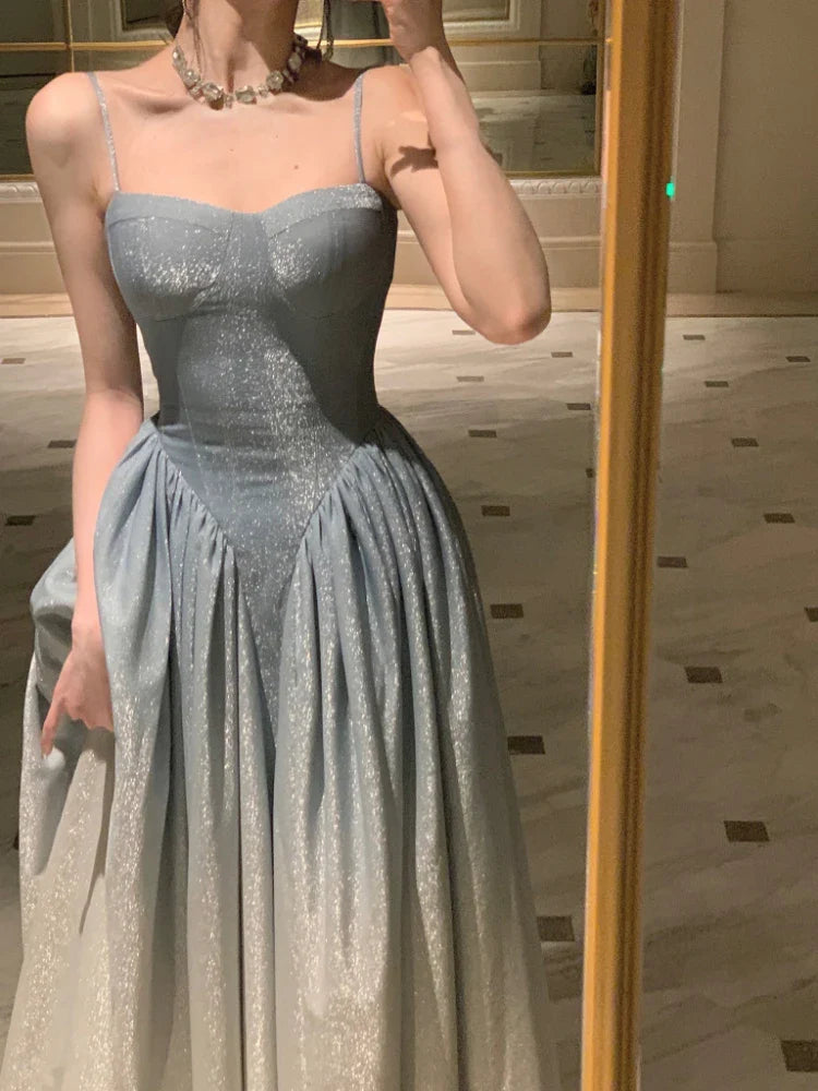 Summer Party Sexy Strap Dress Women Sleeveless Casual Formal Midi Dress Female Elegant Vintage One Piece Dress Korean Sweet