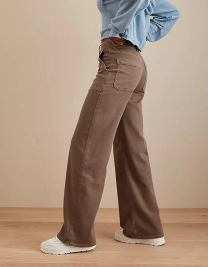 maoxiangshop  -  Autumn New Loose Straight Leg Pants for Women  Solid Corduroy Pants Women's Casual Pants