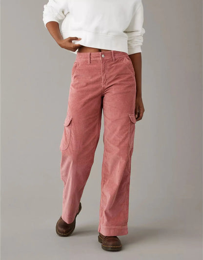 maoxiangshop  -  Autumn New Loose Straight Leg Pants for Women  Solid Corduroy Pants Women's Casual Pants