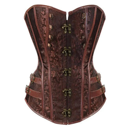 maoxiangshop  -  Gothic Corset Top for Women Steampunk Corsets Leather Jacquard Bustiers Pirate Basque Halloween Cosplay Costumes Rave Outfits