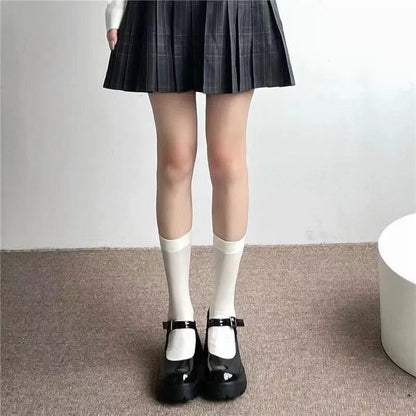 maoxiangshop Soild Color Black White Socks for Women Cute Lolita Sweet Thin Legging Ladies Girls Sexy Stockings Women