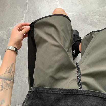 maoxiangshop Summer Thin Running Shorts for Men Casual Jogging Sport Short Pants Patchwork Drawstring Quick Dry Sports Shorts