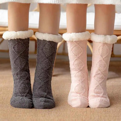 maoxiangshop Thickened Winter Woven Thermal Cashmere Socks Floor Socks Women's Carpet Home Plus Socks Velvet Sleep Socks Slippers Leg Cover