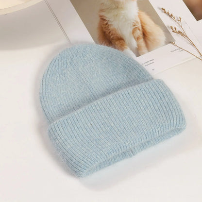 maoxiangshop Winter Hat Real Rabbit Fur Winter Hats For Women Fashion Warm Beanie Hats Women Solid Adult Cover Head Cap