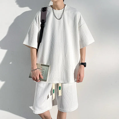 maoxiangshop Men Sets Summer O-neck T-shirts Baggy Harajuku Shorts All-match Breathable Ulzzang High Street Teens Male Stylish Handsome Cool