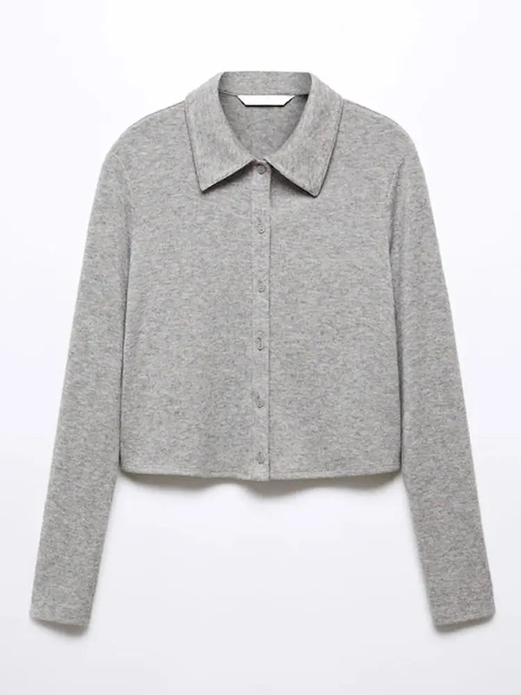 maoxiangshop Elegant Solid Slim Sweater Cardigan Women Fashion Lapel Single Breasted Knit Top 2023 Autumn Chic Office Lady Street Knitwear