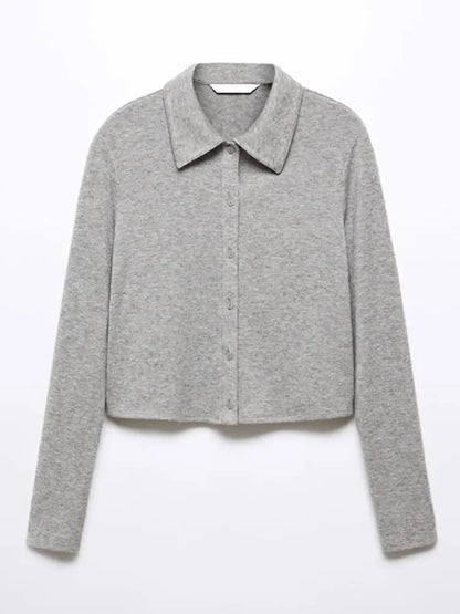 maoxiangshop Elegant Solid Slim Sweater Cardigan Women Fashion Lapel Single Breasted Knit Top 2023 Autumn Chic Office Lady Street Knitwear