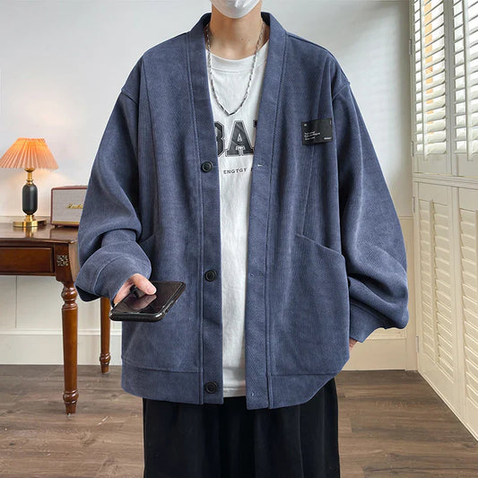 maoxiangshop Streetwear Men‘s Sweater Japan Style Plus Size 7XL Man Sweatercoat Fashion Loose Tops Casual Single Breasted Clothes