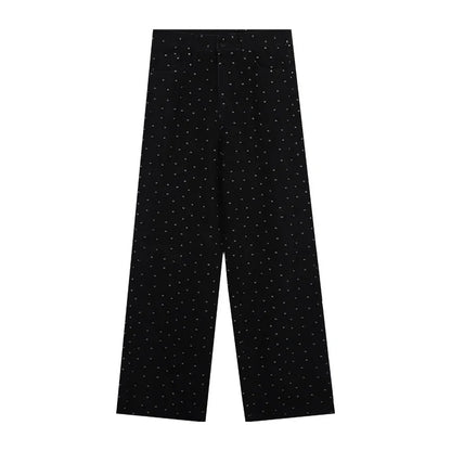 Y2k Black Polka Dot Jeans Women Vintage High Waist Loose Wide Leg Pants Korean Streetwear Fashion Casual Straight Trousers